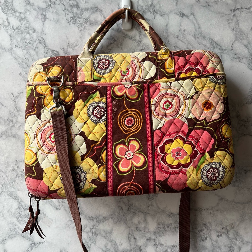 Vera Bradley Laptop Hard Laptop Case Floral Yellow Pockets Zipper Travel Set